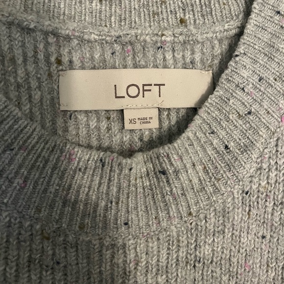 LOFT Gray Sweater Dress with Bow Sleeve Accents - Picture 3 of 8